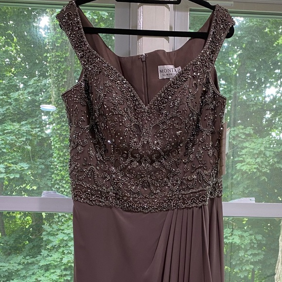 Montage by MonCheri V neck shoulder gown - Picture 4 of 8